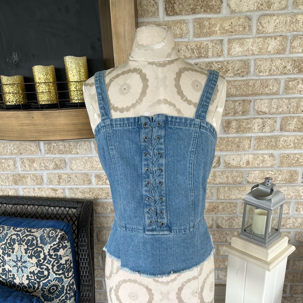 American Eagle denim lace up tank top size S New without tags!